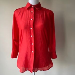 Lauren by Ralph Lauren Orange Linen Blouse Size 4